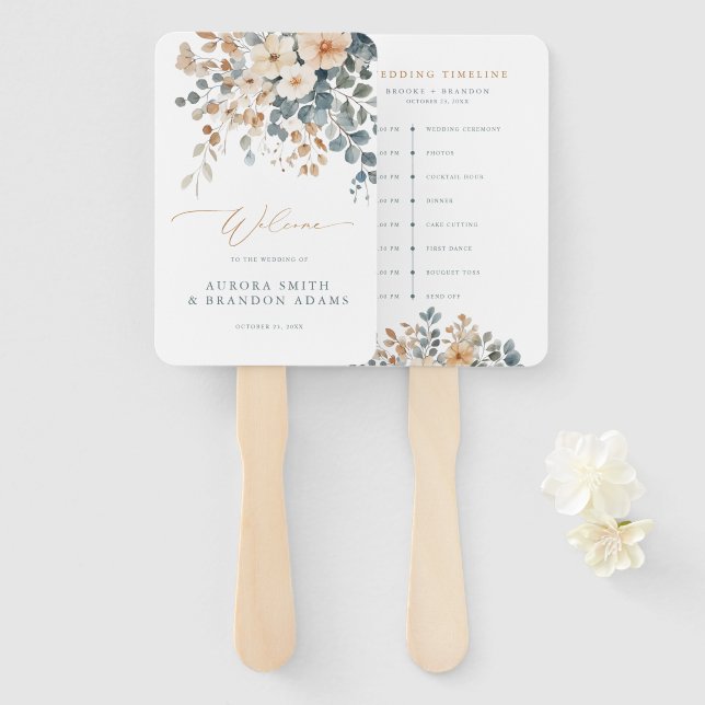Éventail Chronologie du mariage du Fleur sauvage de printem (Devant et derrière)