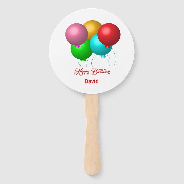 Éventail Cinq ballons d'anniversaire Personnalisé Joyeux an (Devant)