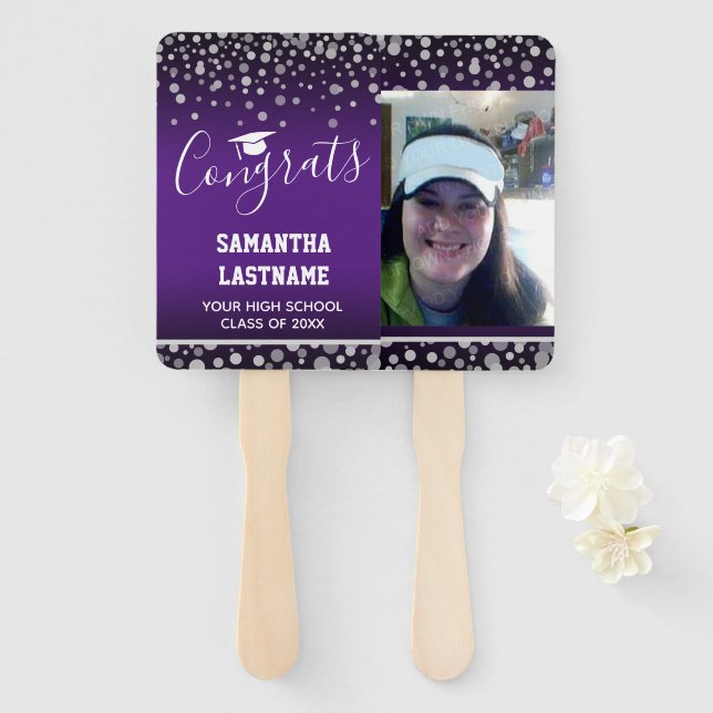 Éventail Classe de 2022 Nom du diplôme et photo de l'école (Devant et derrière)