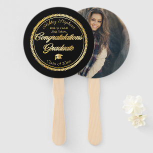Éventail Classe de photo Gold Black Graduation de 2023