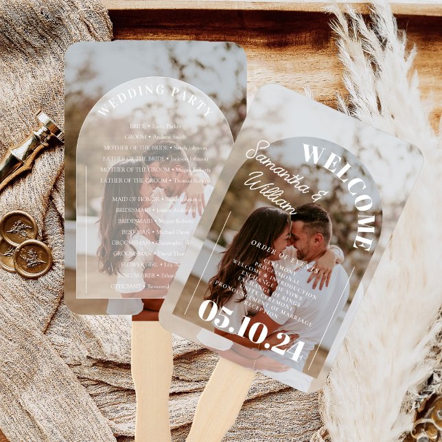 Éventail Classic Elegant Arch Photo Wedding Programme (Créateur téléchargé)