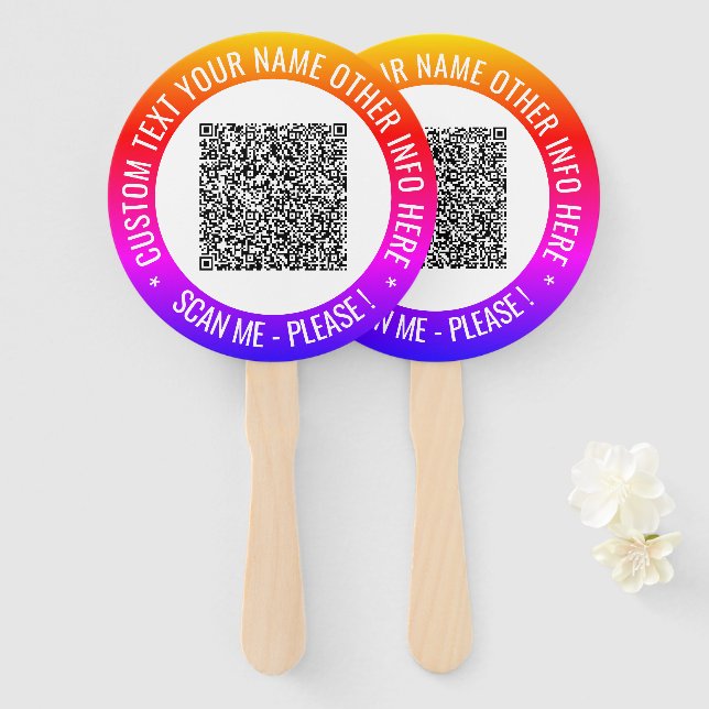 Éventail Code QR et ventilateur manuel personnalisé (Devant et derrière)