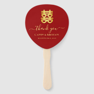 Éventail Coeur mariage chinois rouge double bonheur Classiq