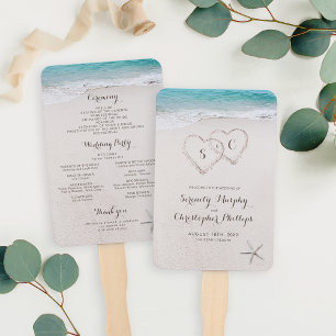 Éventail Coeurs dans le programme de mariage plage de sable