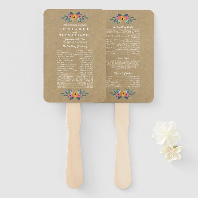 Éventail Collection de Mariages de couronnes florales Kraft (Devant et derrière)