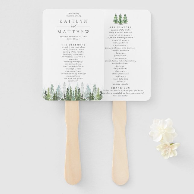 Éventail Collection de Mariages de la forêt de pins d'aquar (Devant et derrière)
