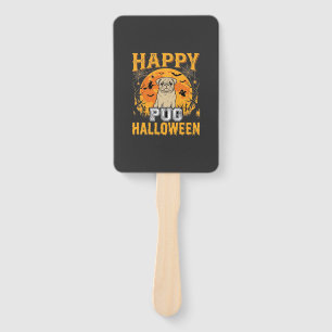 Éventail Conception de chien effrayant Halloween Pug heureu