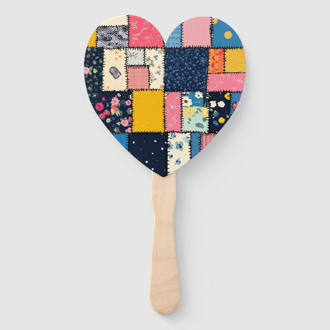 Éventail Conception de Patchwork adorable, Motif Joueur (Devant)