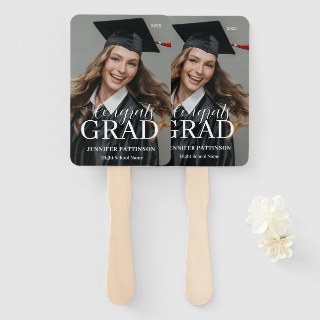 Éventail Congrats Grad Graduate Photo Graduation (Devant et derrière)