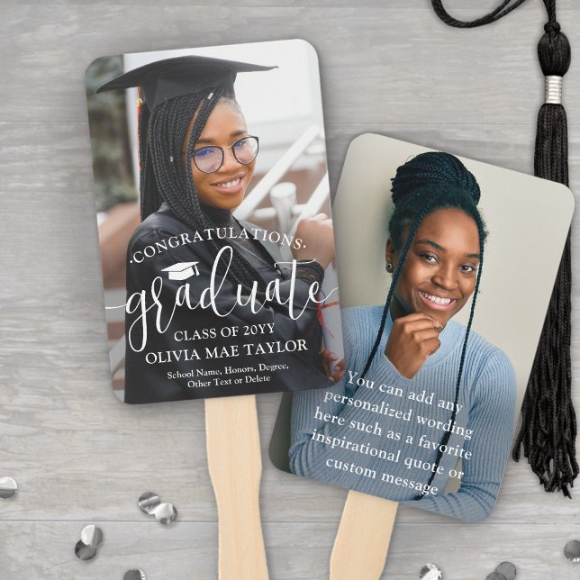 Éventail Congratulations Modern Script 2 Photo Graduation (Créateur téléchargé)