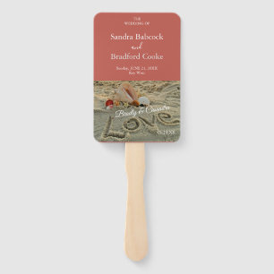 Éventail Coquillage mariage sur la plage, amour dans le sab