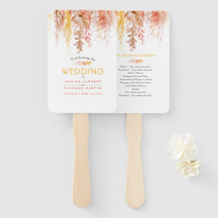 Éventail Coral rouge orange brun automne programme mariage
