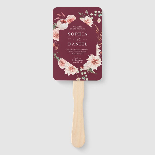 Éventail Country Boho Rose Floral Wedding Programme Ventila (Devant)