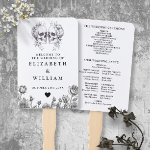 Éventail Crânes gothiques Programme de mariage floral