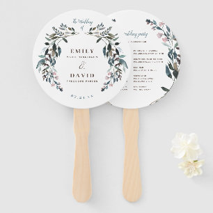 Éventail Crest jardin   White Blue Wedding Party Program