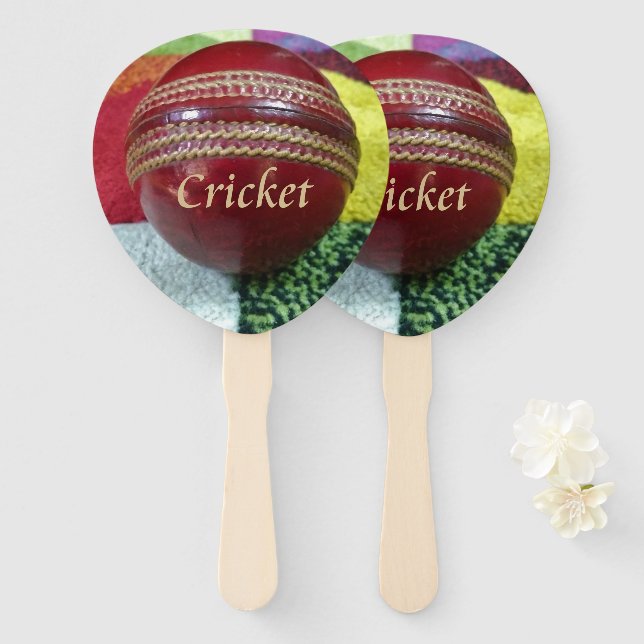 Éventail Cricket : Red Hard Ball Art Print (Devant et derrière)