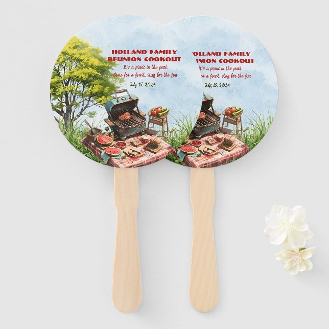 Éventail Cuisine de réunion familiale dans le parc Ensemble (Devant et derrière)