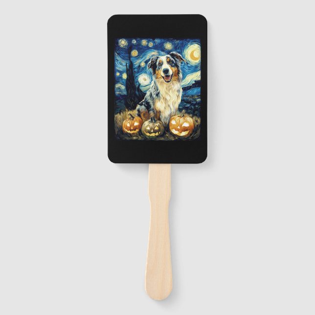 Éventail Cute Australian Shepherd Dog Halloween Jack O Lant (Devant)