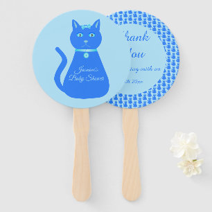 Éventail Cute Blue Baby Boy Chat Baby shower personnalisé