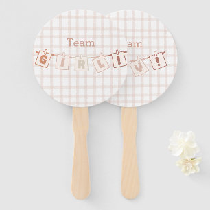 Éventail Cute Gingham Notedry Baby Shower Révélation du sex