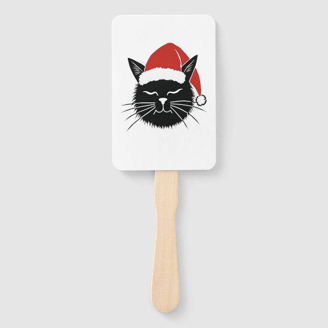 Éventail Cute Santa Cat Lover Christmas Men Women Kids T-Sh (Devant)