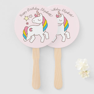 Éventail Cute Unicorne avec de belles étoiles Anniversaire