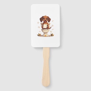 Éventail Dachshund Mignon Vintage sur Toilettes Dessin Anim