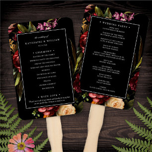 Éventail Dark + Moody Elegant Floral Black Wedding Programm