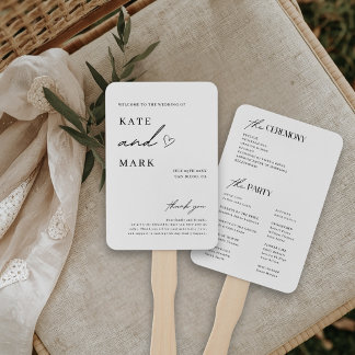 Éventail de main pour programme de mariage minimal