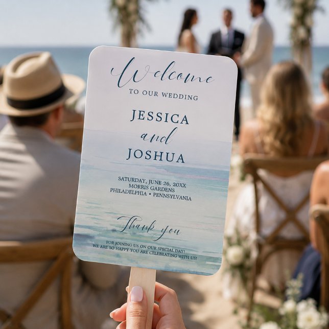 Éventail de programme de mariage à la plage (Créateur téléchargé)