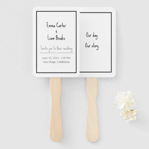 Éventail de programme de mariage double face minim