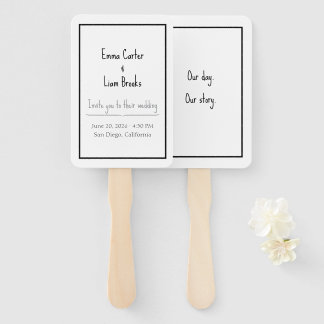 Éventail de programme de mariage double face minim
