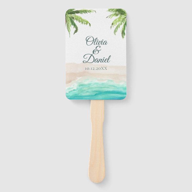 Éventail de programme de mariage Plage tropicale e (Devant)
