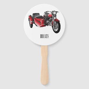 Éventail dessin animé de la moto Sidecar