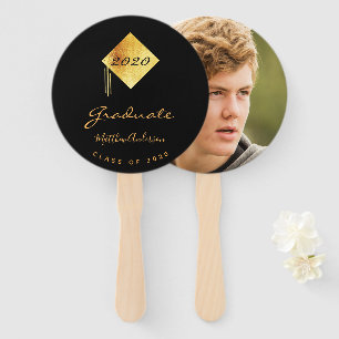 Éventail Diplômé photo noir or