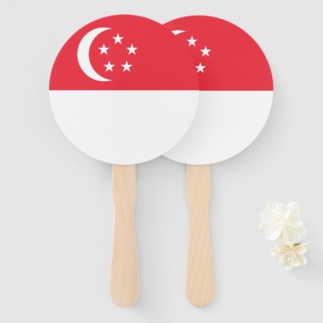 Éventail Drapeau de Singapour (Devant et derrière)
