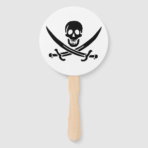Éventail Drapeau pirate crâne épées croisées