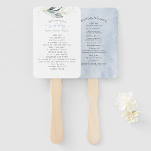 Éventail Dreamy Green Dusty Blue Wedding Programme