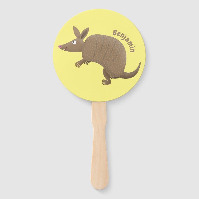 Éventail Drôle armadillo joyeux dessin animé (Devant)