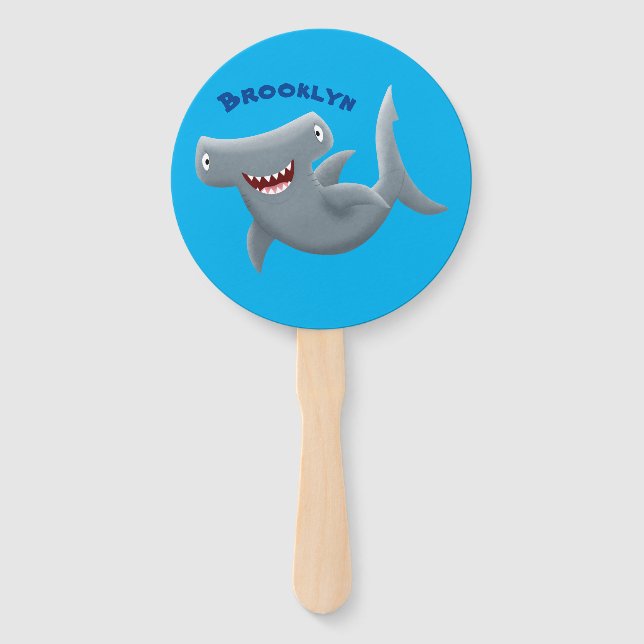 Éventail Drôle mignon requin marteau dessin animé (Devant)