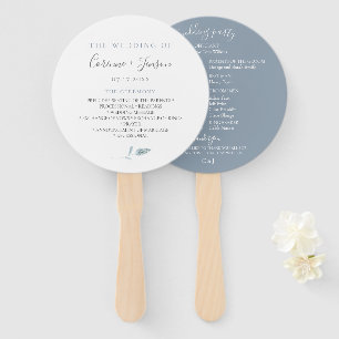 Éventail Dusty Blue Botanical Wedding Programme Ventilateur