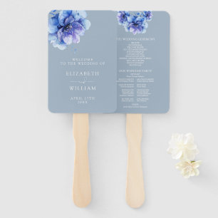 Éventail Dusty Blue Elegant Floral Wedding Programme