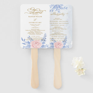 Éventail Dusty Blue Élégant Rose Floral programmes de maria