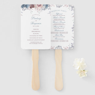 Éventail Dusty Blue et Mauve Floral Wedding Program