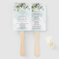 Dusty Blue Eucalyptus Green Programmes de mariage