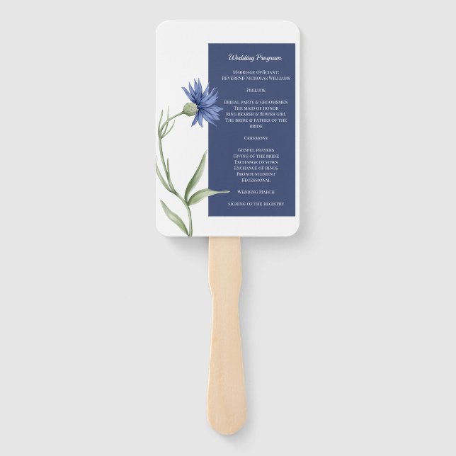 Éventail DUSTY Blue Floral élégant Code QR Programme (Dos)