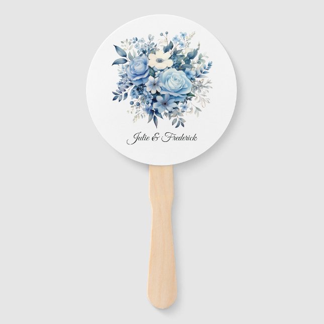 Éventail Dusty Blue Floral Mariage (Devant)