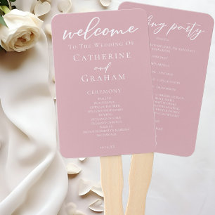 Éventail Dusty Rose rose romantique programme de mariage