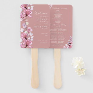 Éventail Dusty Rose Transparent Floral Wedding Programme