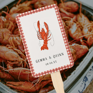 Éventail Écrevisses Bouillies Cajun Été Gingham Rouge
